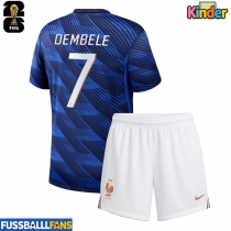 Frankreich Ousmane Dembele #7 Heimtrikotsatz Kinder EM 2024 Kurzarm (+ Kurze Hosen)